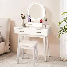 smool vanity desk with lighted mirror