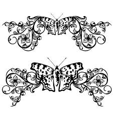 Floral Border Design With Butterfly And Flowers Black And White