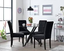 Dining table and chair combination. Black Glass Dining Table And Chairs Shop Online And Save Up To 50 Uk Lionshome
