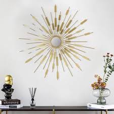 Gold Sunburst Metal Wall Mirror