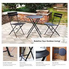 Round Bistro Set With 2 Foldable Chairs