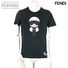 Fendi Fendi T Shirt Tops Karl Lagerfeld Cotton Short Sleeves Black Size 46 Men