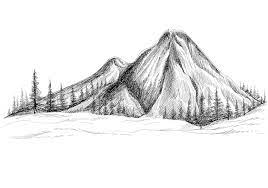 mountain pencil drawing images free
