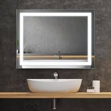 Homcom Touch Activated 2 5 Illuminated Bathroom Vertical Wall Mirror Outline Led Light Silver Lighted Mirrors Aosom