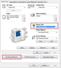 how to set print default to black and white