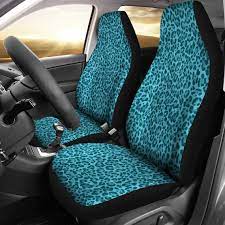 Teal Blue Leopard Skin Car Seat Covers