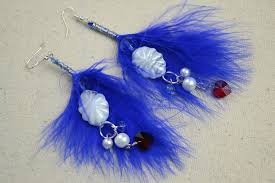 Diy easy feather extensions & feather earrings. Diy Feather Earrings Feather S Blue Combined With Pearl S Pure White How To Make A Feather Earring Jewelry On Cut Out Keep