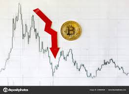 Depreciation Virtual Money Bitcoin Red Arrow Golden Bitcoin