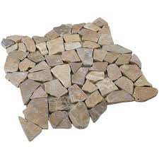 tan stone mosaic pebble floor