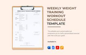 weekly weight training workout schedule