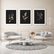 black and gold wall art for living room