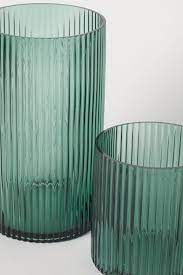 fluted glass vase dark green home