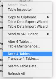 mysql drop all tables how to with