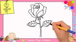 Comment dessiner une rose FACILEMENT etape par etape pour ENFANTS 3 -  YouTube