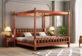 Queen beds wood and california king bed just right from rustic our selection of different styles such as the canopy bed dresser mirror night stand by roundhill furniture 247shopathome. Poster Bed Upto 70 Off Buy Wooden Four Poster Bed Online Woodenstreet