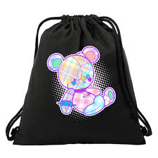 goth punk teddy bear drawstring bag