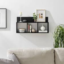 3 Cube Black Floating Wall Shelf