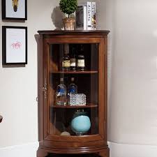 Walnut Corner Display Cabinet With