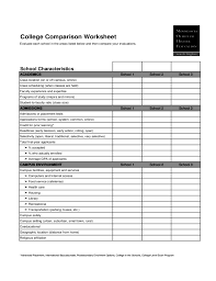 College Comparison Chart Free Download