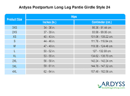 Sizing Chart For Ardyss Postpartum Long Leg Pantie Girdle