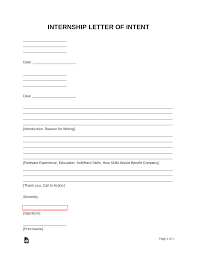 internship letter of intent template