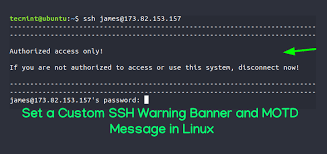 custom ssh warning banner and motd in linux