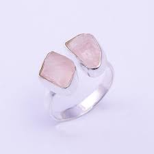 rose quartz raw 2 stone adjule 925