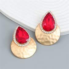 u s fashion colorful stone water drop design whole earrings red