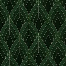 Art Deco 1930s Green Fabric Wallpaper