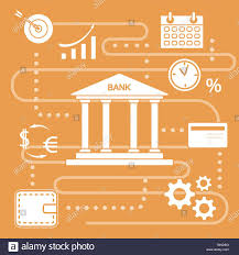 Vector Illustration With Banking Line Icon Bank Building