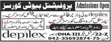 admission open in depilex beauty clinic