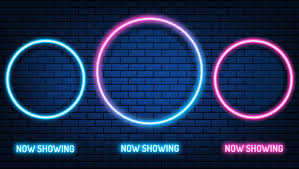neon cinema mockup sign glowing color