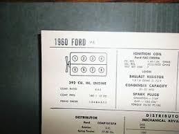 Details About 1960 Ford 292 Ci V8 Sun Electric Corp Tune Up Chart Excellent Condition