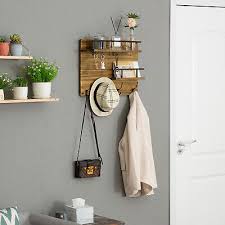 Burnt Wood Entryway Wall Organizer Rack