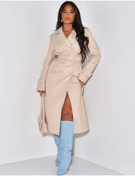 Very Long Trench Coat In Imitation Leather