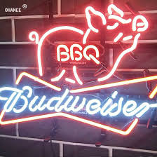 Custom For Budweiser Bbq Beer Bar Busch Light Deer Neon Sign Light Real Glass Neon Tube Handmade Shop Logo Pub Store Advertise