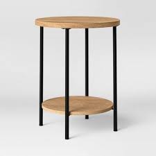 Wood And Metal Round End Table Room
