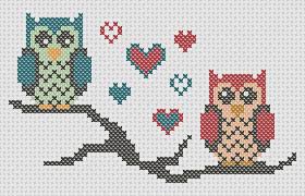 Owl Cross Stitch Pattern Lovebird Owls Cross Stitch Owl