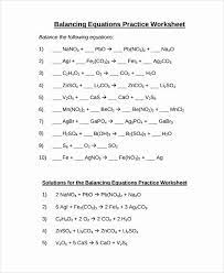 Balancing Equations Practice Worksheet