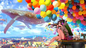 anime bubbles fantasy scenery