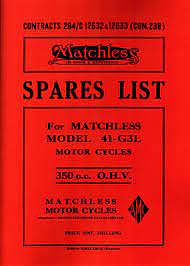matchless g3l wd 41 parts book 350