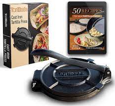 Premium Cast Iron Tortilla Press With Recipes 8 Inch High Quality  gambar png