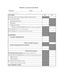 Profit And Loss Income Statement Template Making A Living At