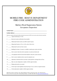 kitchen hood inspection checklist form