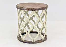brocade end table wheat with white