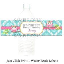 Water Bottle Labels Template Avery Owl Look Whooos Birthday Shabby