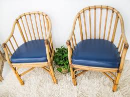 Buy Bamboo Chair Set With Blue Faux