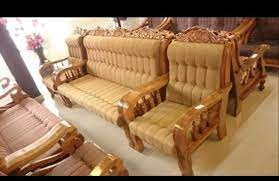 5 seater cushioned teak wood sofa set
