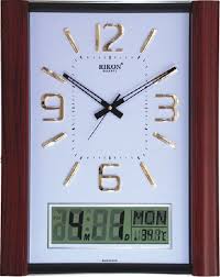 Rectangular Wooden Lcd Wall Clock For