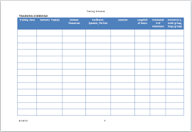 Training Schedule Template Word Printable Schedule Template
